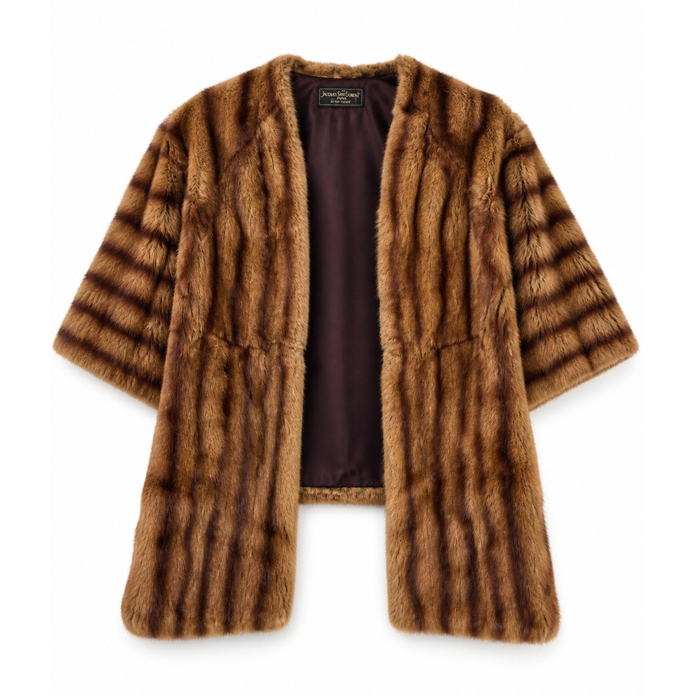 Frank‎ Loudaff Women Fur Coat Brown Vintage Luxe Glam Old Money Classic Chic